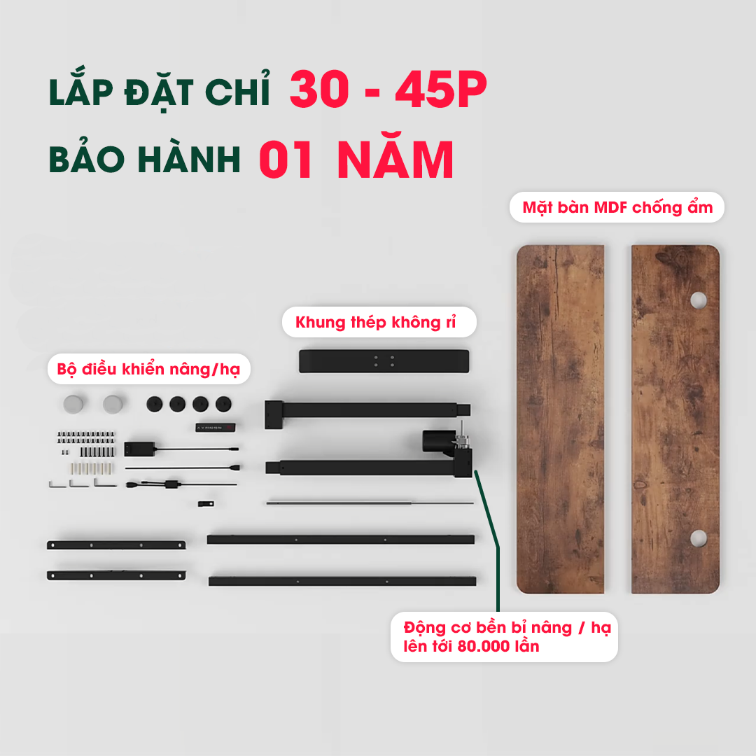 Bàn Công Thái Học nâng hạ Ergonomic SMART DESK V2